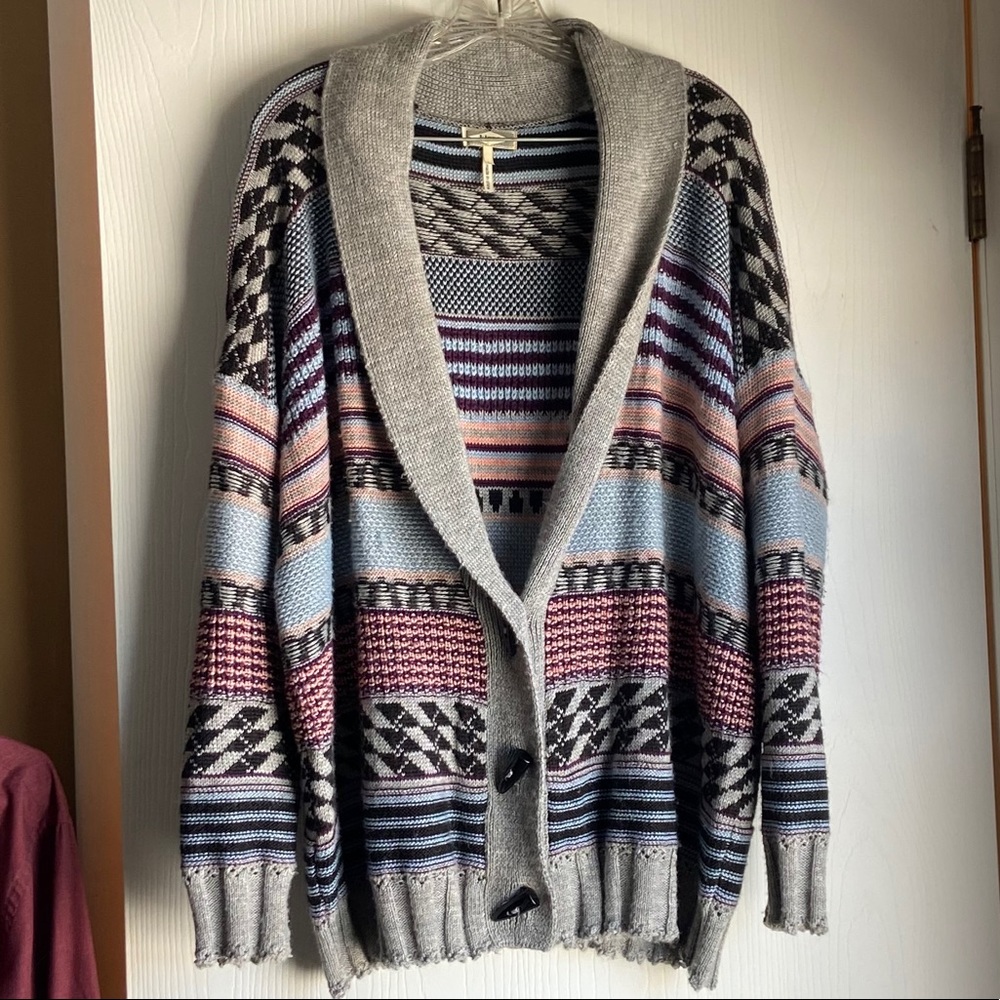 Multicolor mid length cardigan sweater
